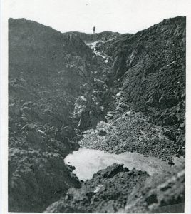 Frank Myerscough looking up out of Grand Slam crater 13-03-45. Courtesy of F Myerscough
