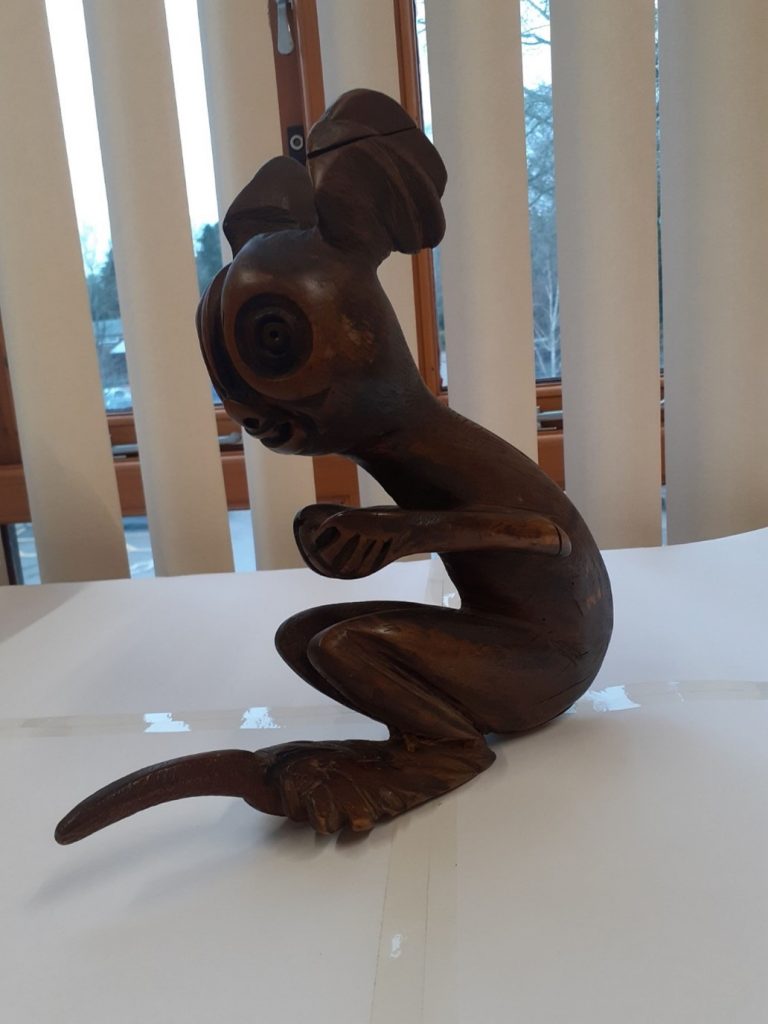 Side view of a Tom Charman wood carving