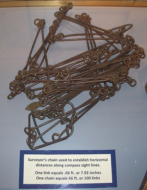 Gunter's chain photographed at Campus Martius Museum.